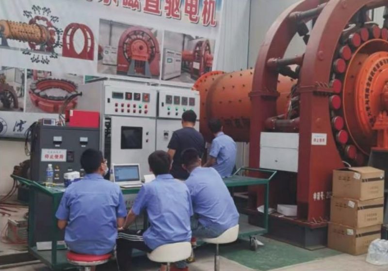沈陽工業大學研究（jiū）團隊對永磁（cí）直驅球磨機進行調試